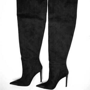 Good American Black Suede Knee High Boots Size 7.5